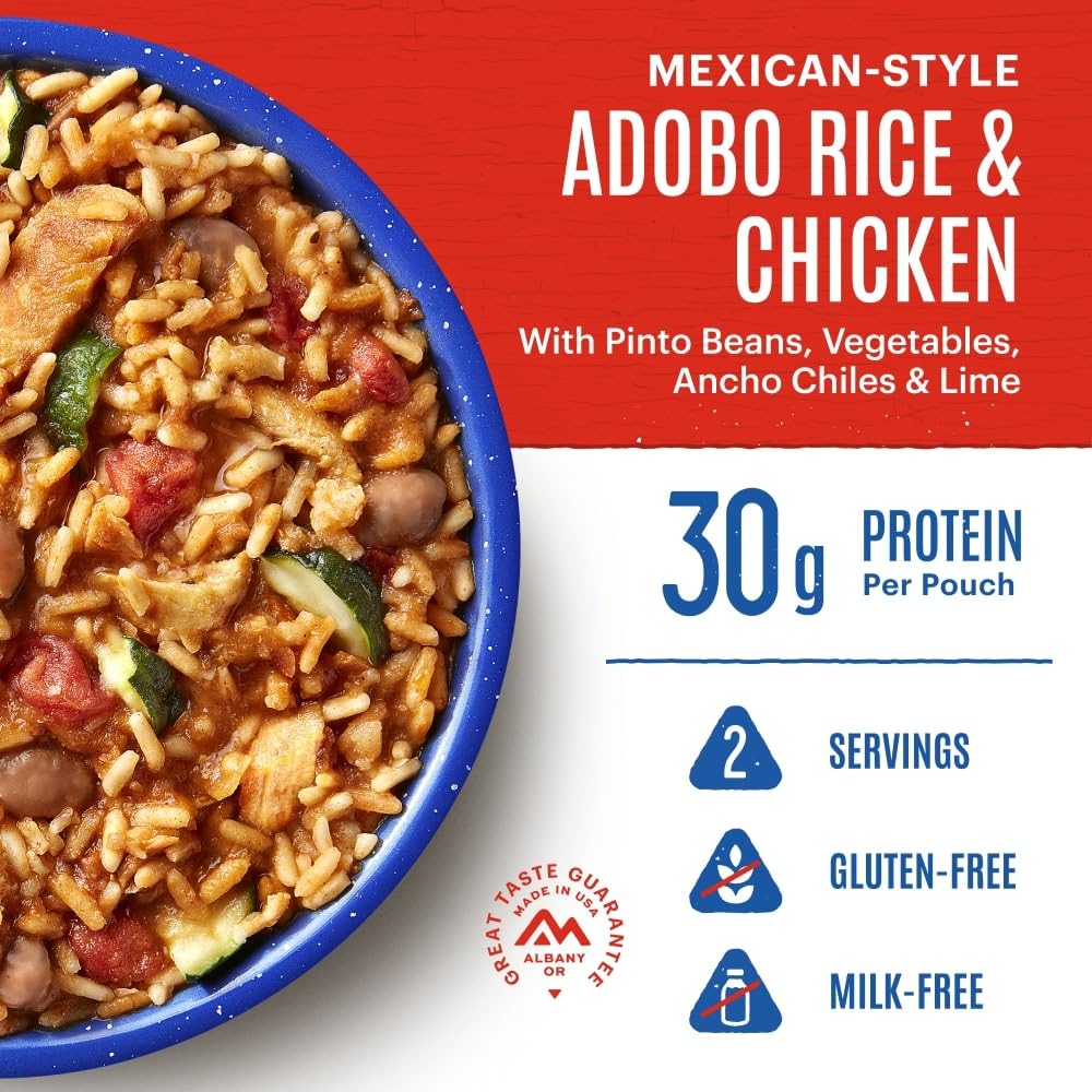 Mountain House Mexican Style Adobo Rice & Chicken | Freeze Dried Backpacking & Camping Food | 2-Servings | Gluten-Free