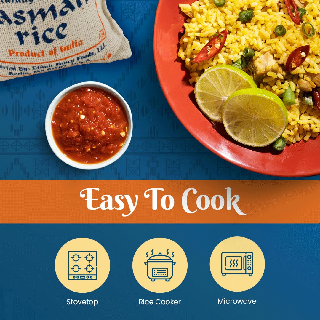 Bombay Market Basmati White Rice, 4 Pound Bag - Premium Quality, Aromatic Long Grain Rice