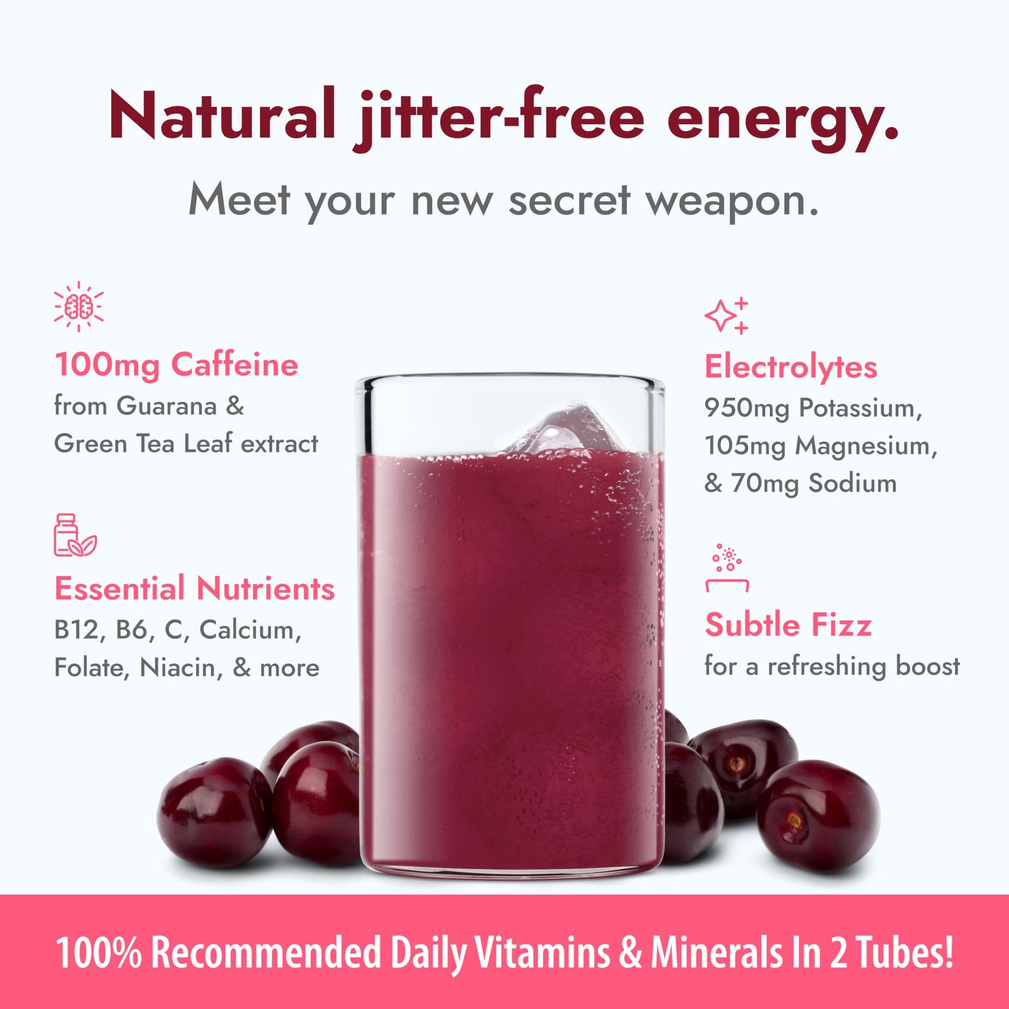 Zipfizz Daily Energy Drink Powder, Sugar-Free, Electrolyte Powder, 20 Pack, Black Cherry, Contains Vitamin B-12 & Antioxidants