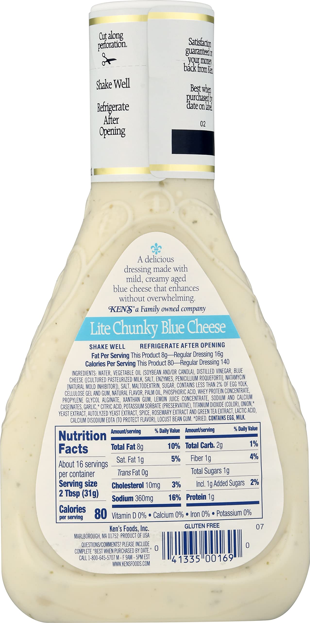 Ken'S Steak House Lite Chunky Blue Cheese Dressing (16 Fl Oz, Pack Of 2)