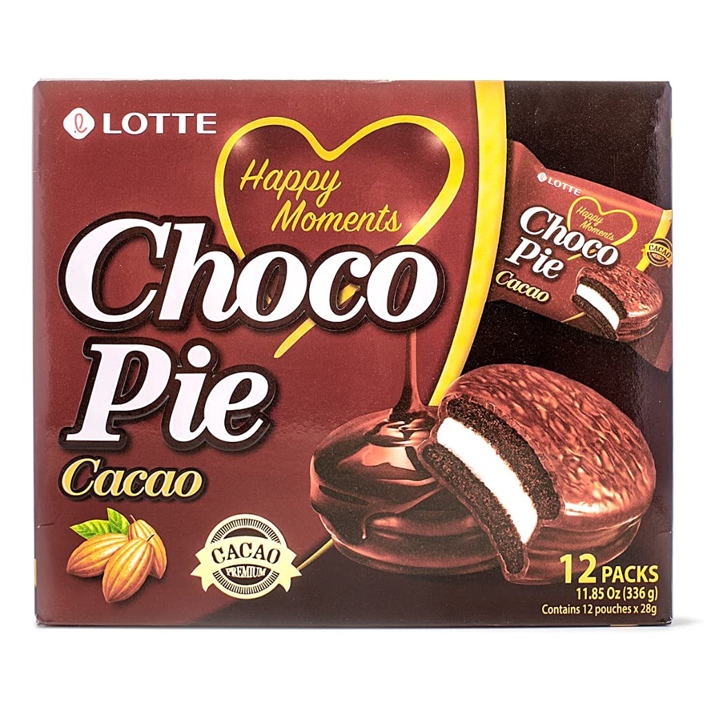 Lotte Lingtoolator Choco Pie, Pack of 12, 11.85oz Total Weight, Chocolate Flavored Treat