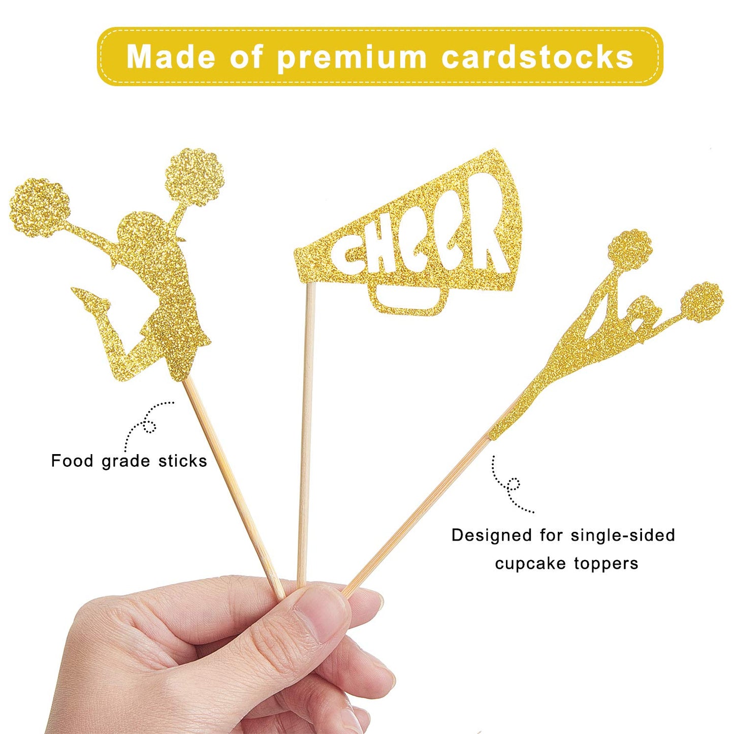 36 Pieces Cheerleader Cupcake Toppers Glitter Cheerleading Gymnastics Cupcake Picks Cheer Team Cake Decorations Gymnast Girl Too