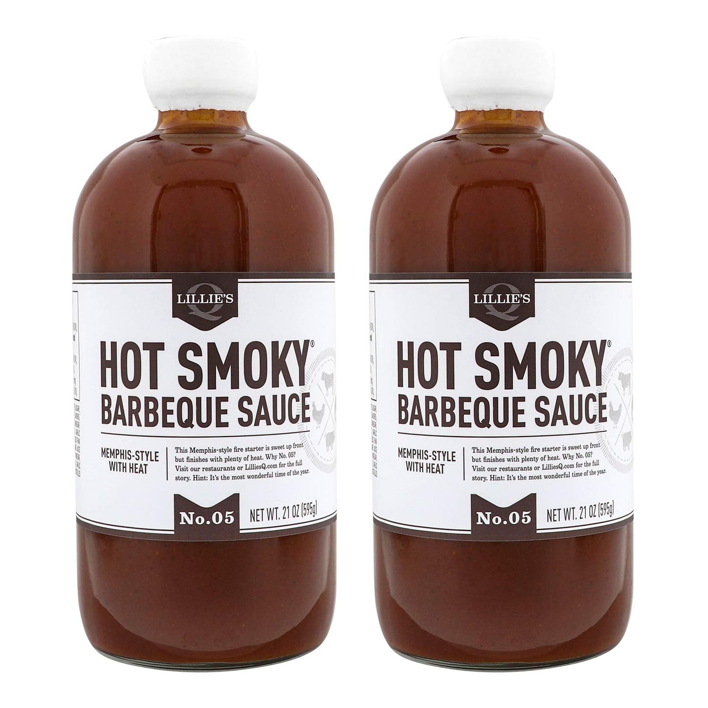 Lillies Q - Hot Smoky Barbeque Sauce  Gourmet Bbq  Sweet Brown Sugar Bbq Sauce With Spicy Cayenne  Mild Smoky Flavor  Top-Grade Ingredients  Made With Gluten-Free Ingredients (21 Oz  2-Pack)
