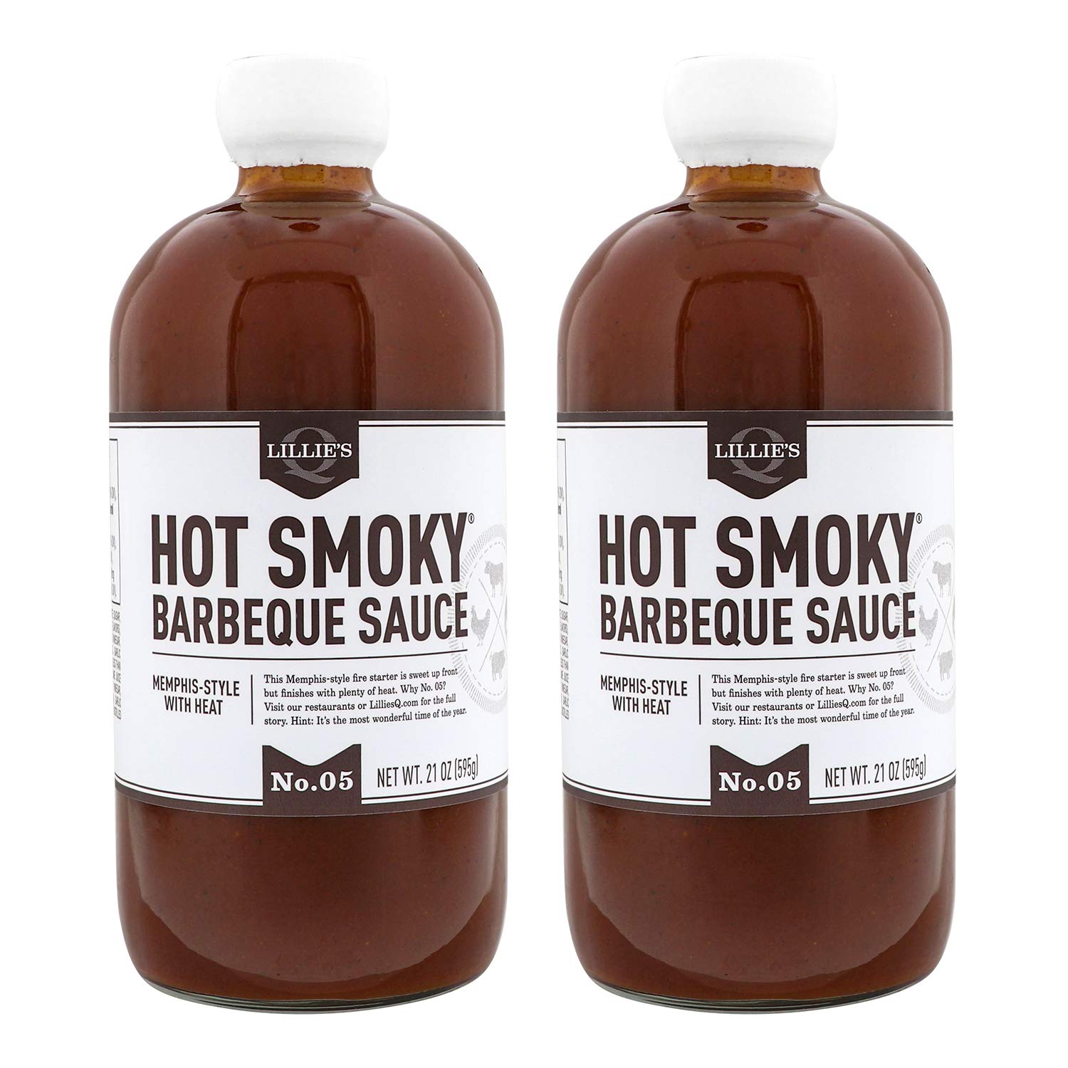 Lillies Q - Hot Smoky Barbeque Sauce  Gourmet Bbq  Sweet Brown Sugar Bbq Sauce With Spicy Cayenne  Mild Smoky Flavor  Top-Grade Ingredients  Made With Gluten-Free Ingredients (21 Oz  2-Pack)