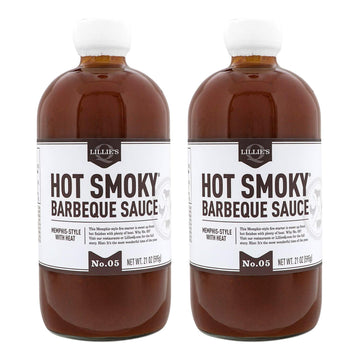 Lillies Q - Hot Smoky Barbeque Sauce  Gourmet Bbq  Sweet Brown Sugar Bbq Sauce With Spicy Cayenne  Mild Smoky Flavor  Top-Grade Ingredients  Made With Gluten-Free Ingredients (21 Oz  2-Pack)