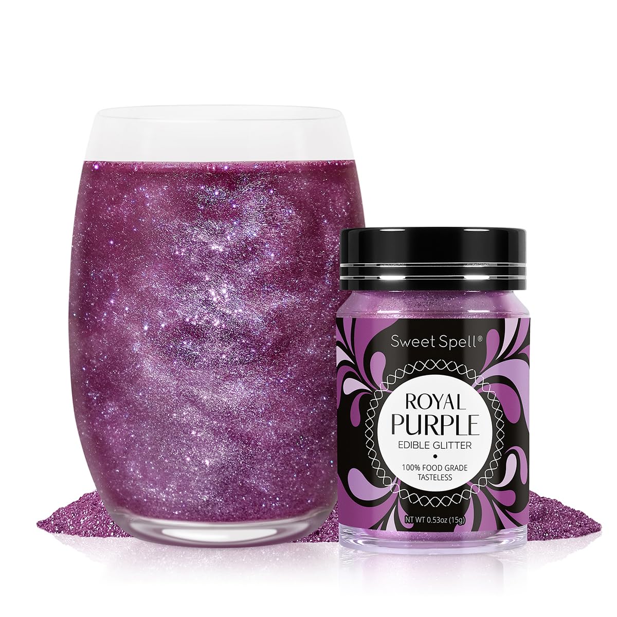 Sweet Spell Edible Glitter (15g) - Shimmer Sparkles for Drinks  Cakes  Cocktails - 100% Edible & Food Grade Glitter  Vegan  Gluten-Free (Purple)