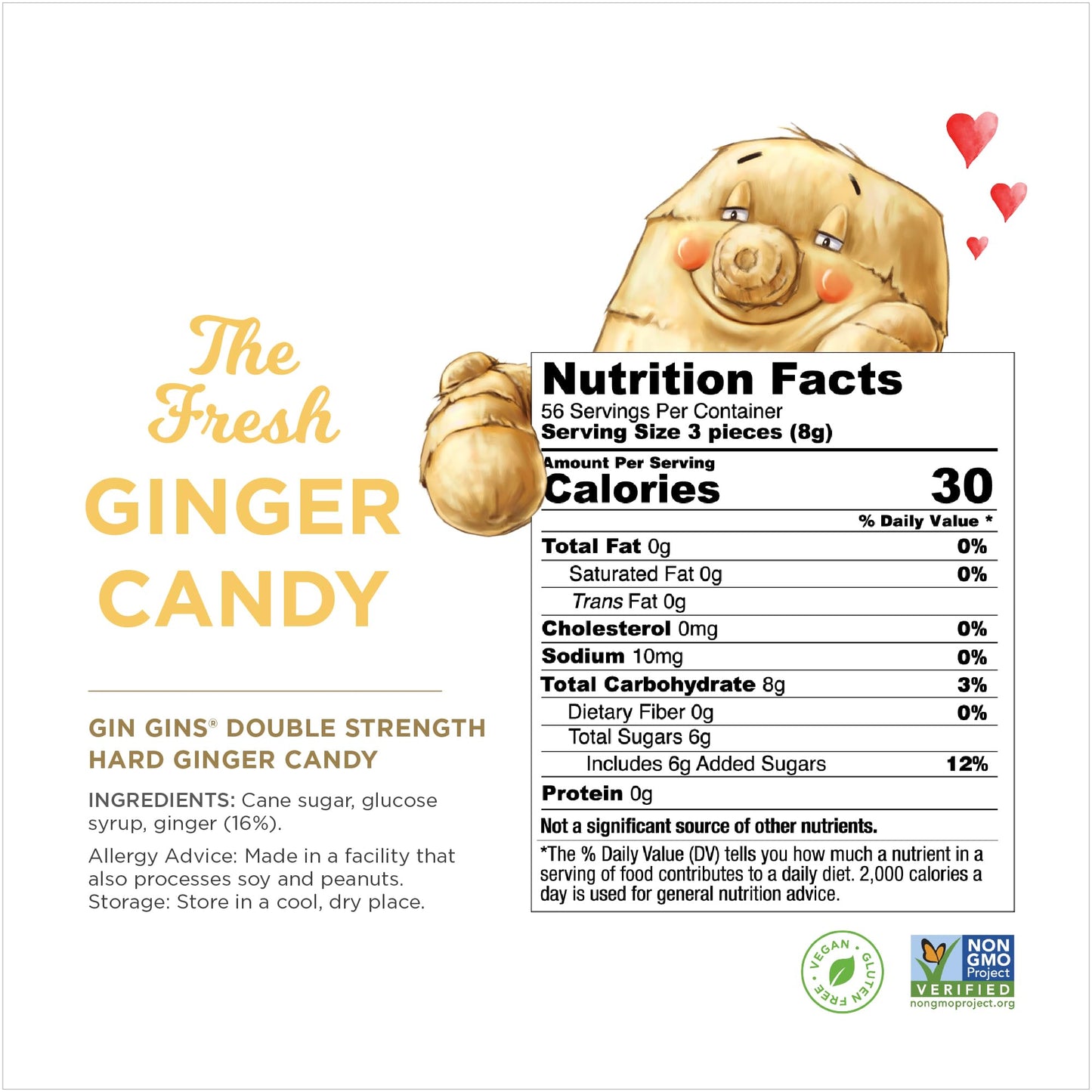 The Ginger People GIN GINS Double Strength Ginger Hard Candy – 1 lb Bag – Yellow – Model 53135-2