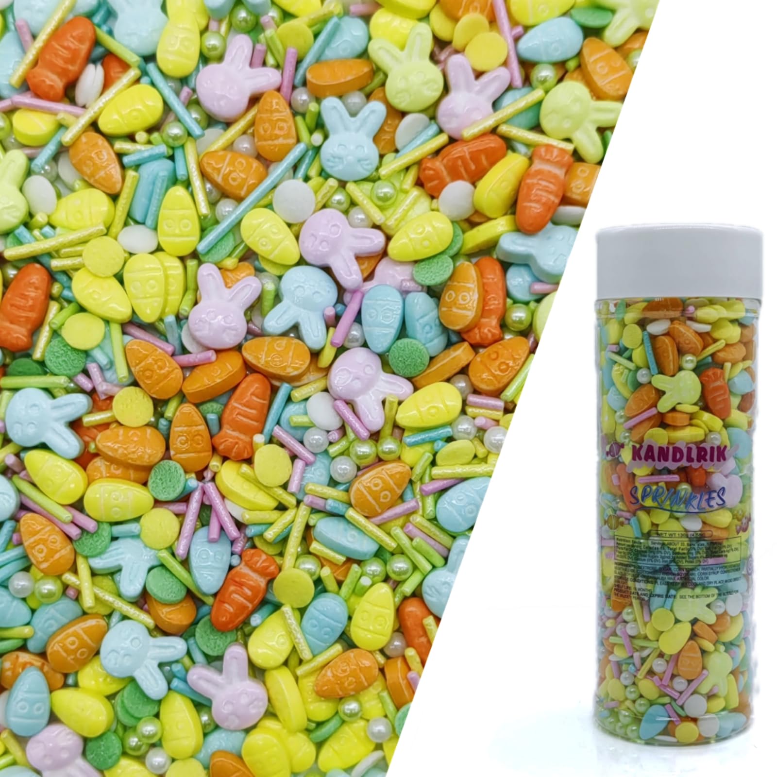 Easter Sprinkles Rabbit & Carrot & Eggs Cake Decorations Topper Edible Themed Sprinkles for Cake, Cookies, Chocolate Desserts,Ic