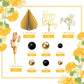 29 Pcs Flower Boho Cake Topper Balls Cake Decorations With Black And Golden Balls Palm Leaves Artificial Plants For Wedding Baby