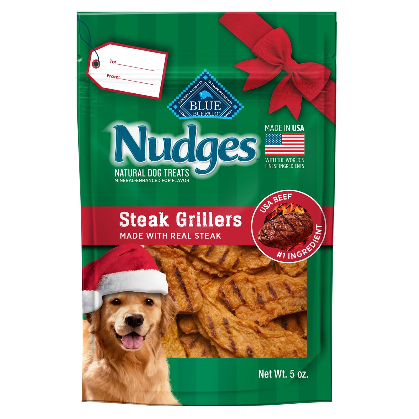 Blue Buffalo Nudges Grillers Dog Treats, Steak, 5-Oz. Seasonal Bag