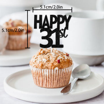 18Pcs Black Glitter Happy 31St Dessert Cupcake Topper Pick For Funny Legend Since 1994 Theme Decor Supplies Men Women Happy 31 B