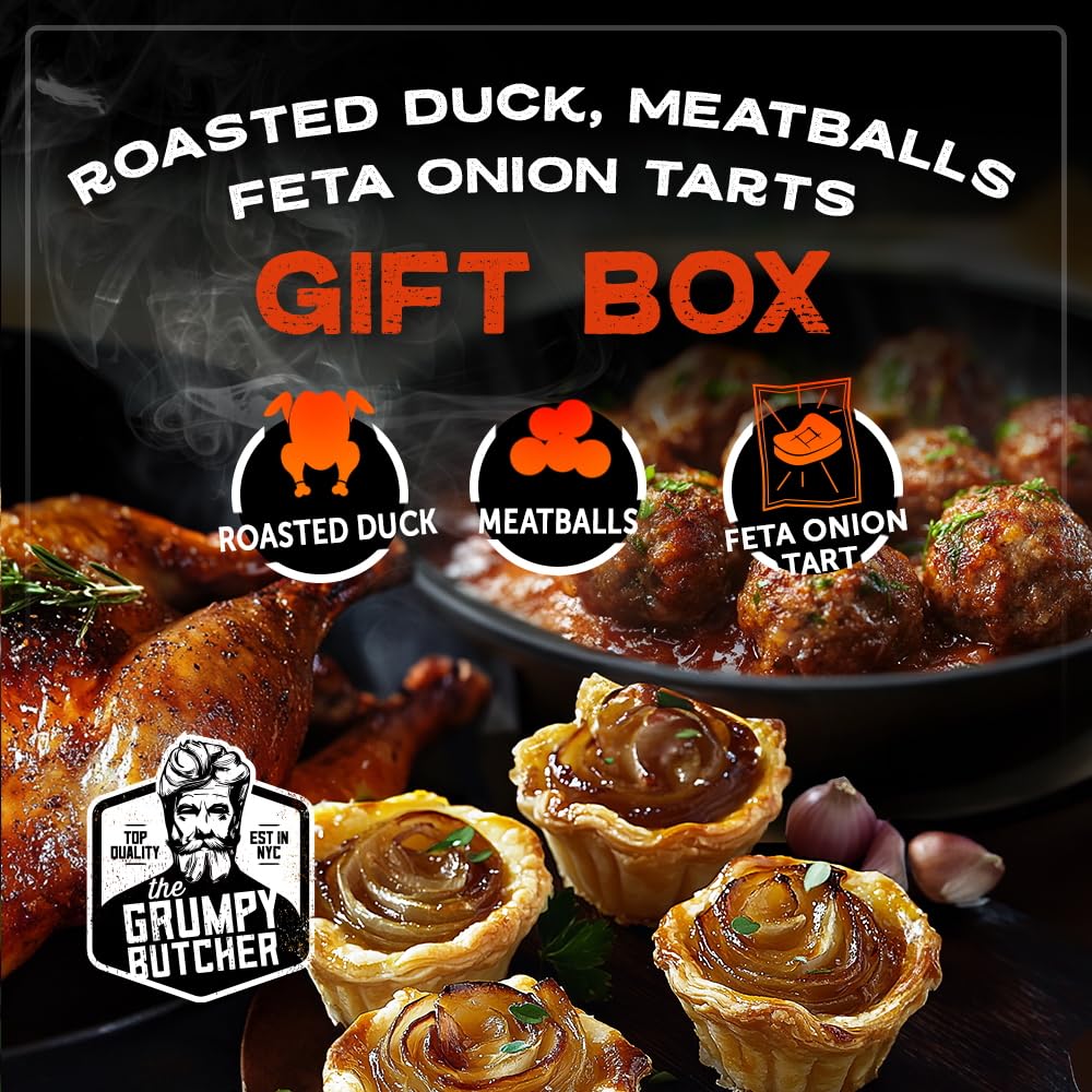 Grumpy Butcher Duchess Treat - Roasted Duck, Artisan Meatballs, Puff Pastry Feta & Onion Tarts - Grumpy Signature Food Gifts Col
