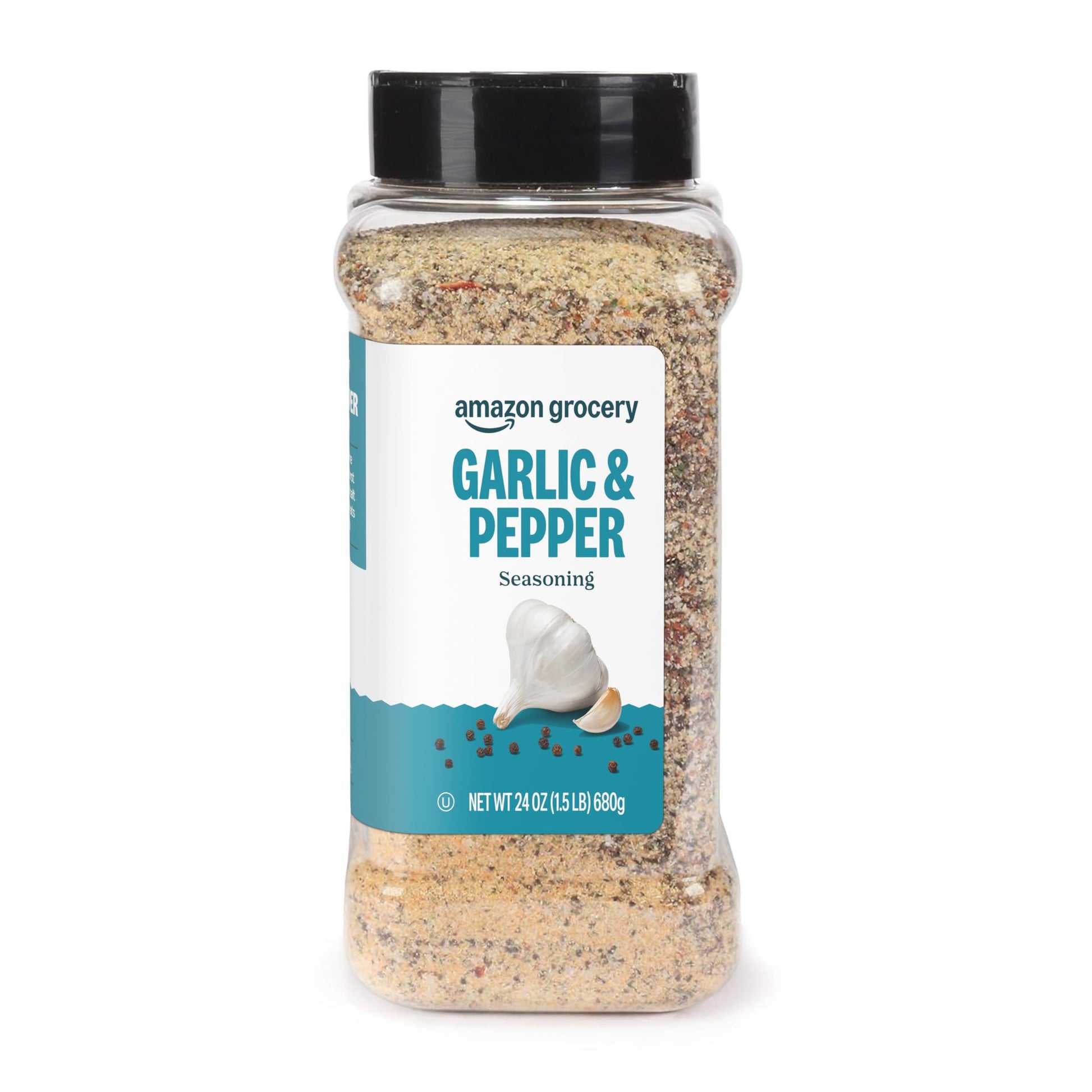 Amazon Grocery Garlic & Pepper Seasoning, 24 Oz - Flavorful Blend for Cooking and Seasoning, Previously Happy Belly