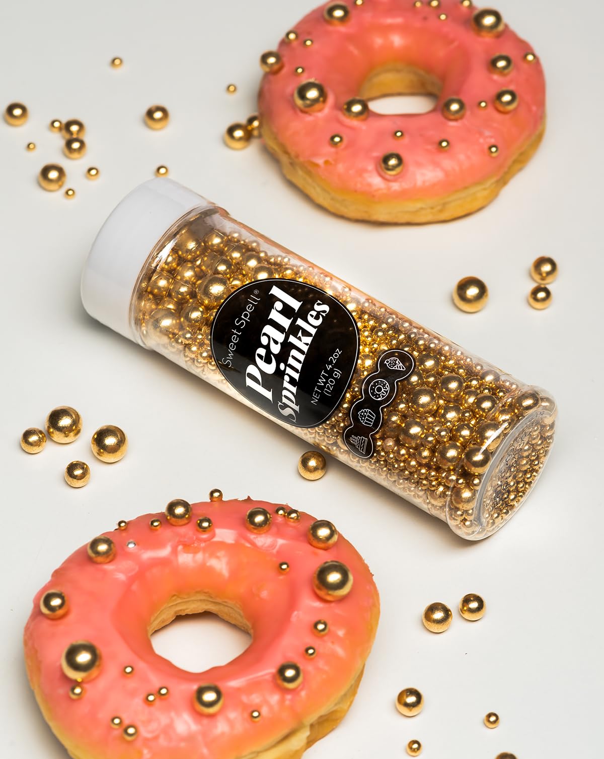 Sweet Spell Gold Pearl Sprinkles For Cake Decorating (120G/ 4.2Oz) - Sugar Candy Ball Pearls For Cupcakes, Ice Cream Toppers, An