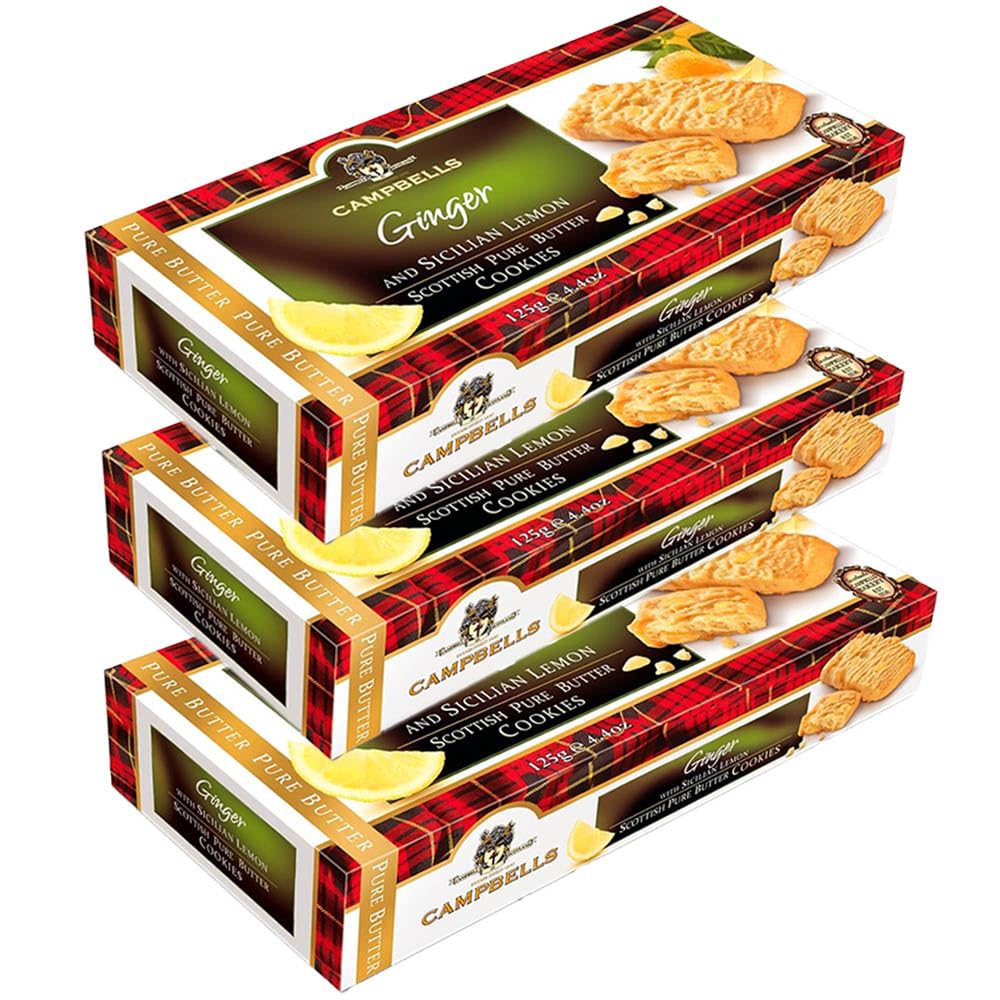Campbells Shortbread With Ginger & Sicilian Lemon | Scottish Pure Butter Spice Cookies | Gourmet Food For Special Occasions | De