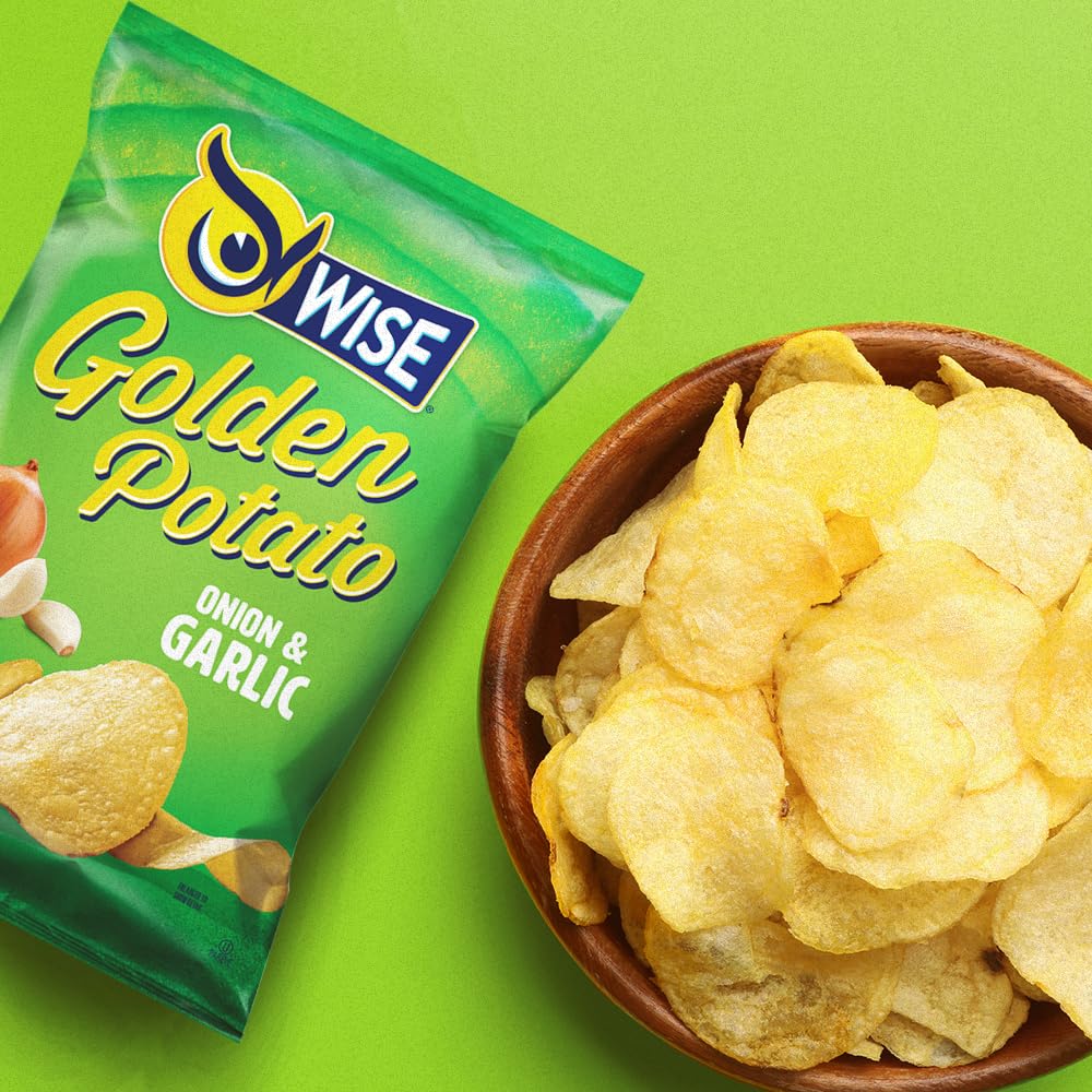 Wise Snacks Onion And Garlic Potato Chips Bulk Snack For Fun And Tasty Snacking 0.75 Ounce 40 Count, Gluten Free, 0G Trans Fat,