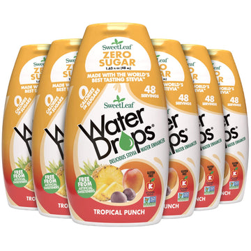 Sweetleaf Water Drops, Tropical Punch – Sugar-Free Water Enhancer Drops, Stevia & Monk Fruit Sweetener Water Flavoring, 1.62 Oz (Pack Of 6)