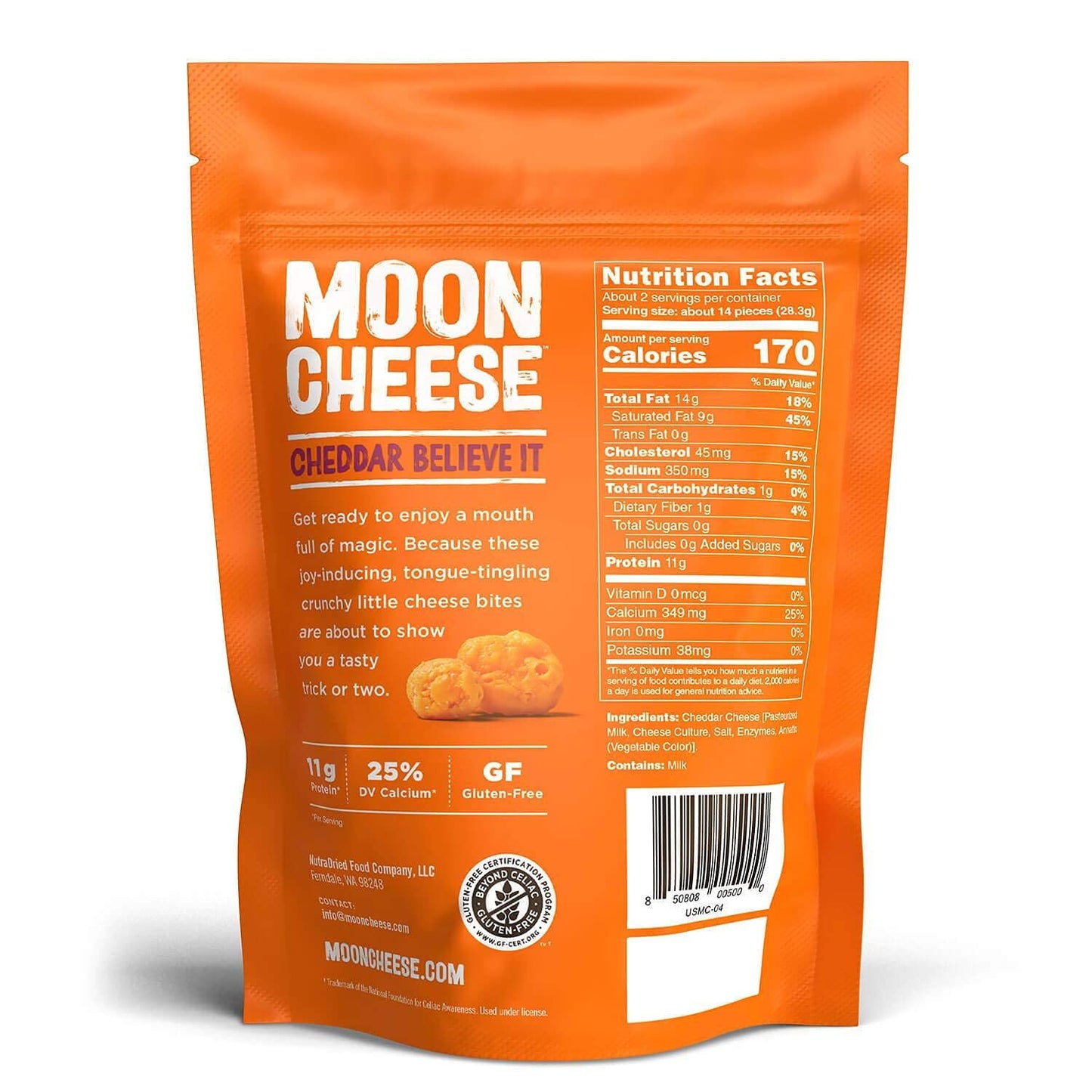 Moon Cheese Cheddar Believe It, Crunchy 2 oz (3-Pack) Protein-Rich Keto Snack, 100% Real Cheese
