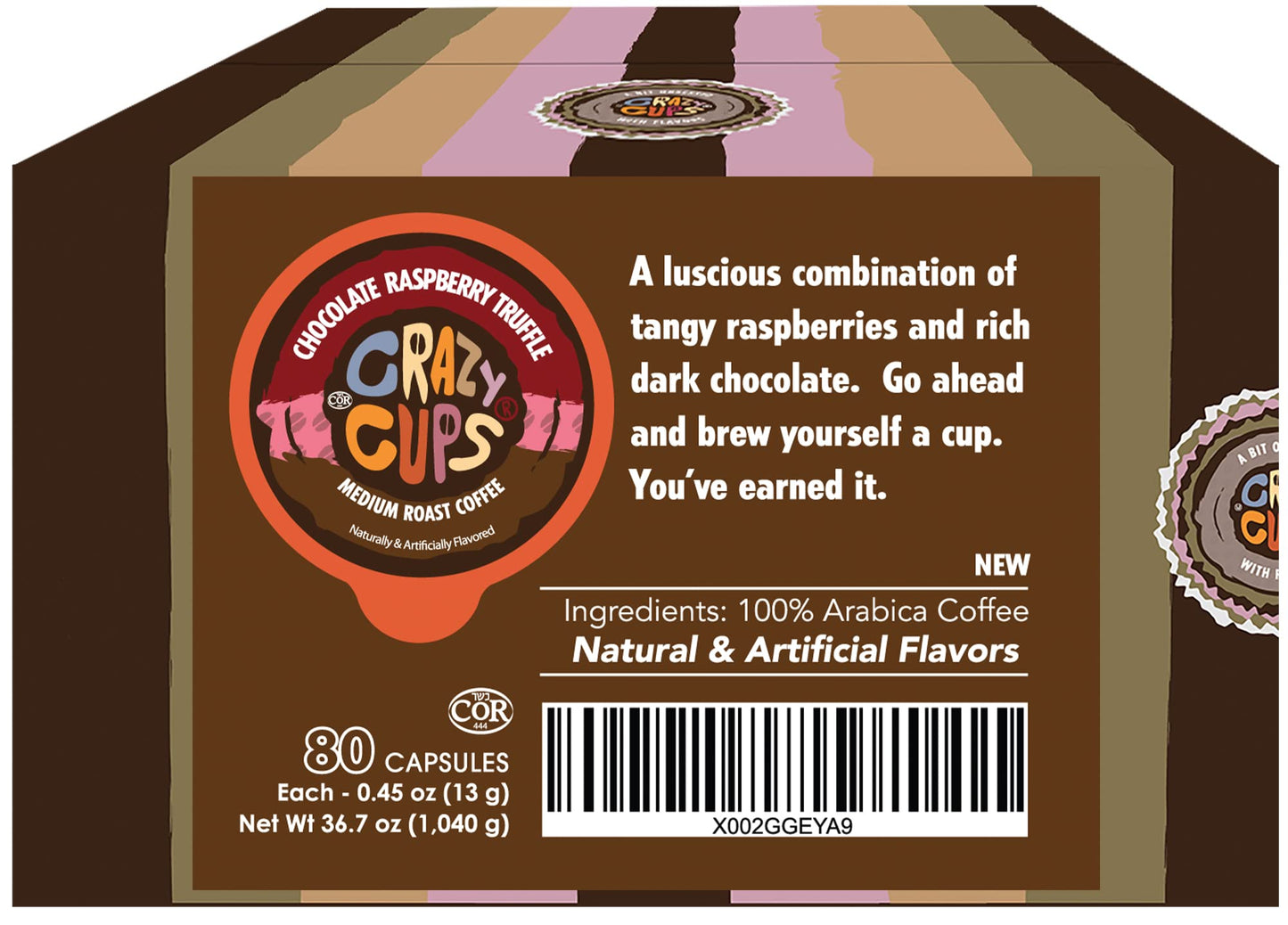 Crazy Cups Flavored Coffee, Chocolate Raspberry Truffle Coffee, Single Serve Coffee For Keurig K Cups Machines, Hot Or Iced Coff