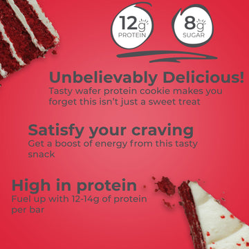 Power Crunch Protein Wafer Bars, High Protein Snacks With Delicious Taste, Red Velvet, 1.4 Ounce (12 Count)