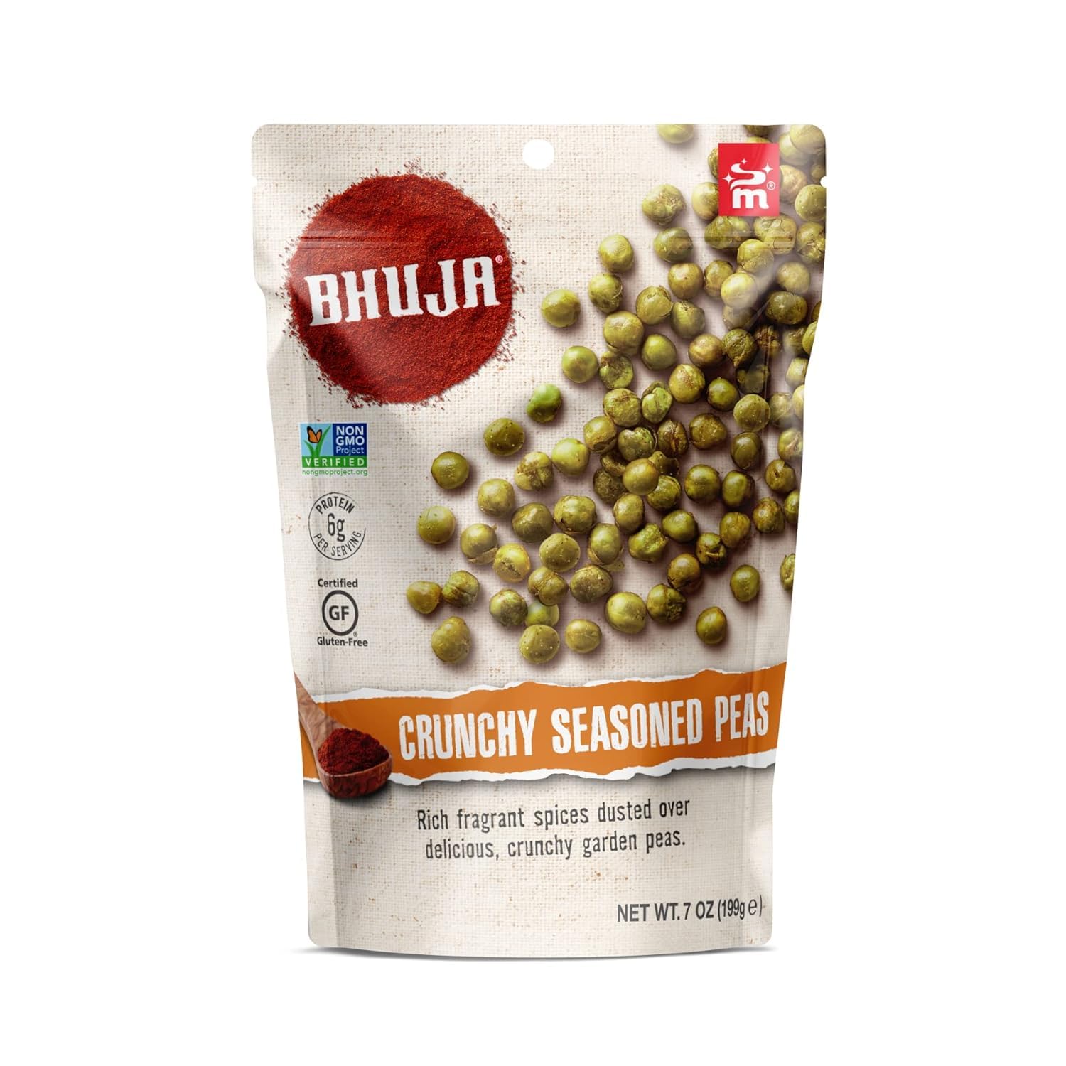 Bhuja Snacks Crunchy Seasoned Peas Gluten Free -- 7 oz Pack of 2