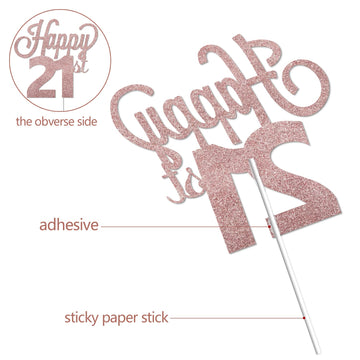 Lingteer Happy 21St Birthday Cake Topper - Cheers To 21St Birthday 21 Years Old Birthday Party Cake Decorations Sign.