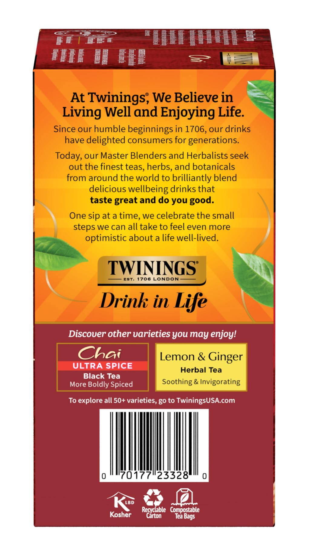 Twinings New Chai Black Tea Individually Wrapped Bags, 50 Count (Pack Of 6), Sweet, Savoury Spices, Caffeinated, Enjoy Hot Or Ic