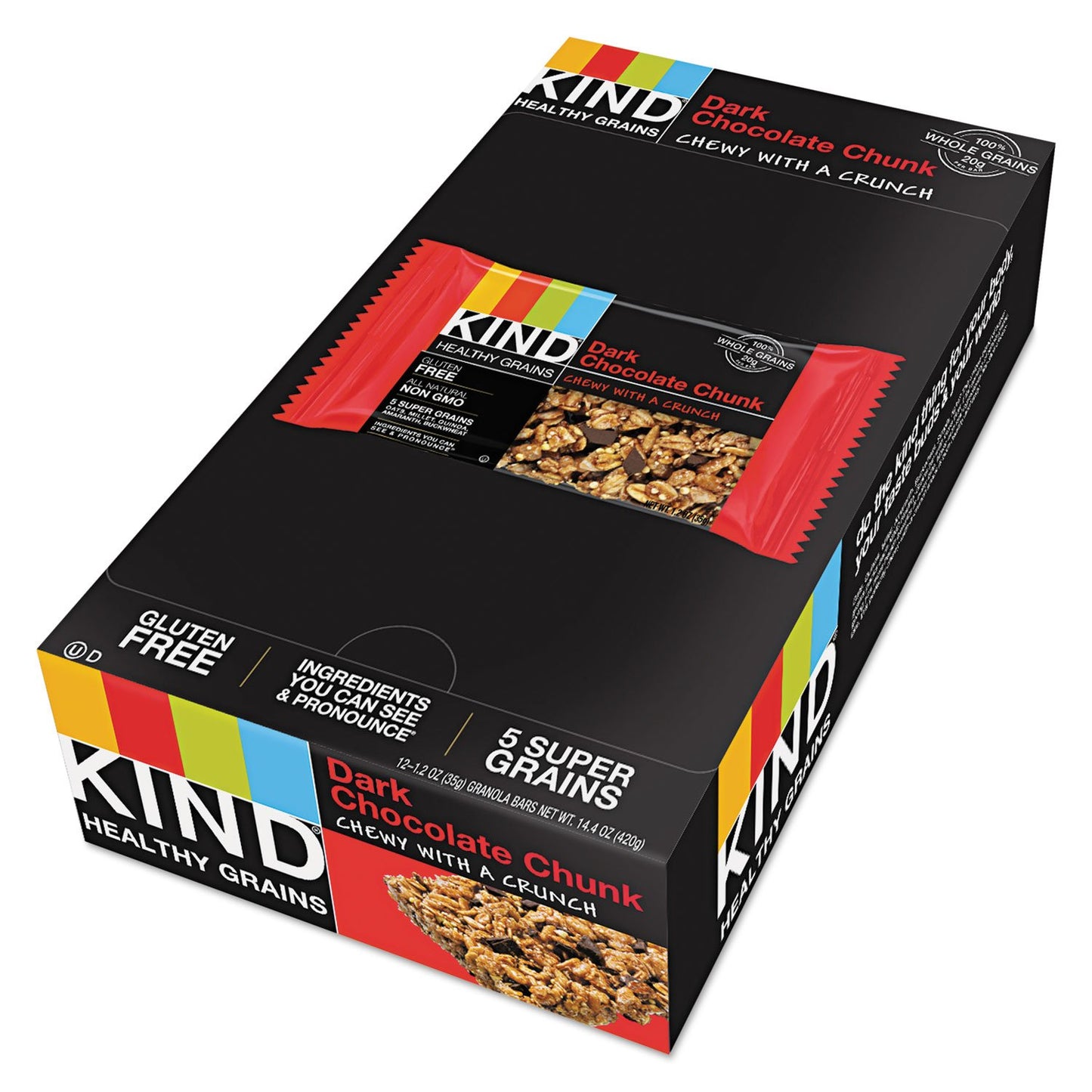 KIND Healthy Grains Bar, Dark Chocolate Chunk, 1.2 Oz, 12/box