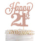 YCTHUNFISH Happy 21st Cake Topper Black Glitter Number 21, Rose Gold Bamboo Decoration for Birthday Party