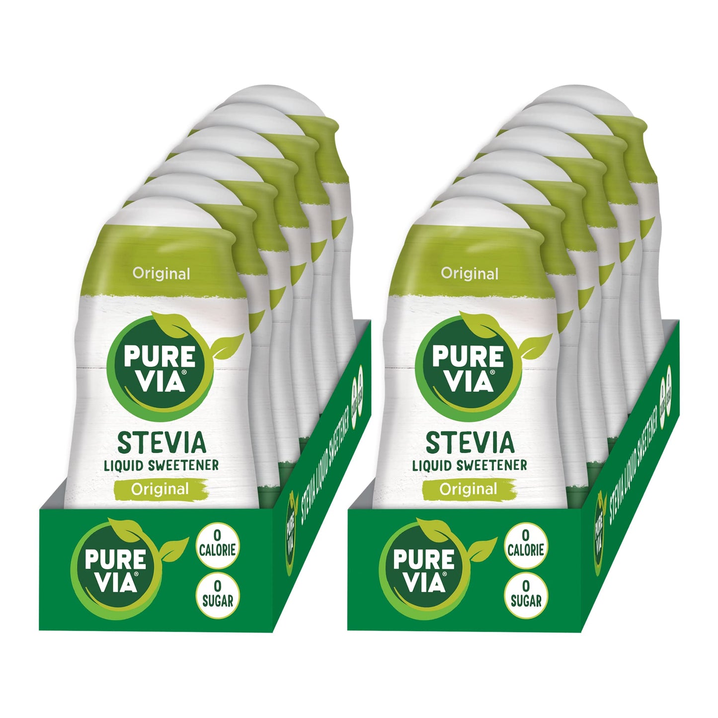 Pure Via Stevia Liquid Drops - Sugar Substitute, Erythritol, 1.62 Fl Oz (Pack of 12)