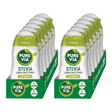 Pure Via Stevia Liquid Drops - Sugar Substitute, Erythritol, 1.62 Fl Oz (Pack of 12)