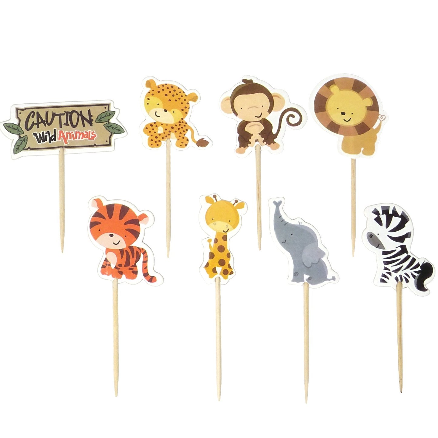 Honbay 48Pcs Double Sided Zoo Animal Theme Dessert Muffin Cake Cupcake Toppers Picks Cake Decoration For Jungle Safari Themed Pa