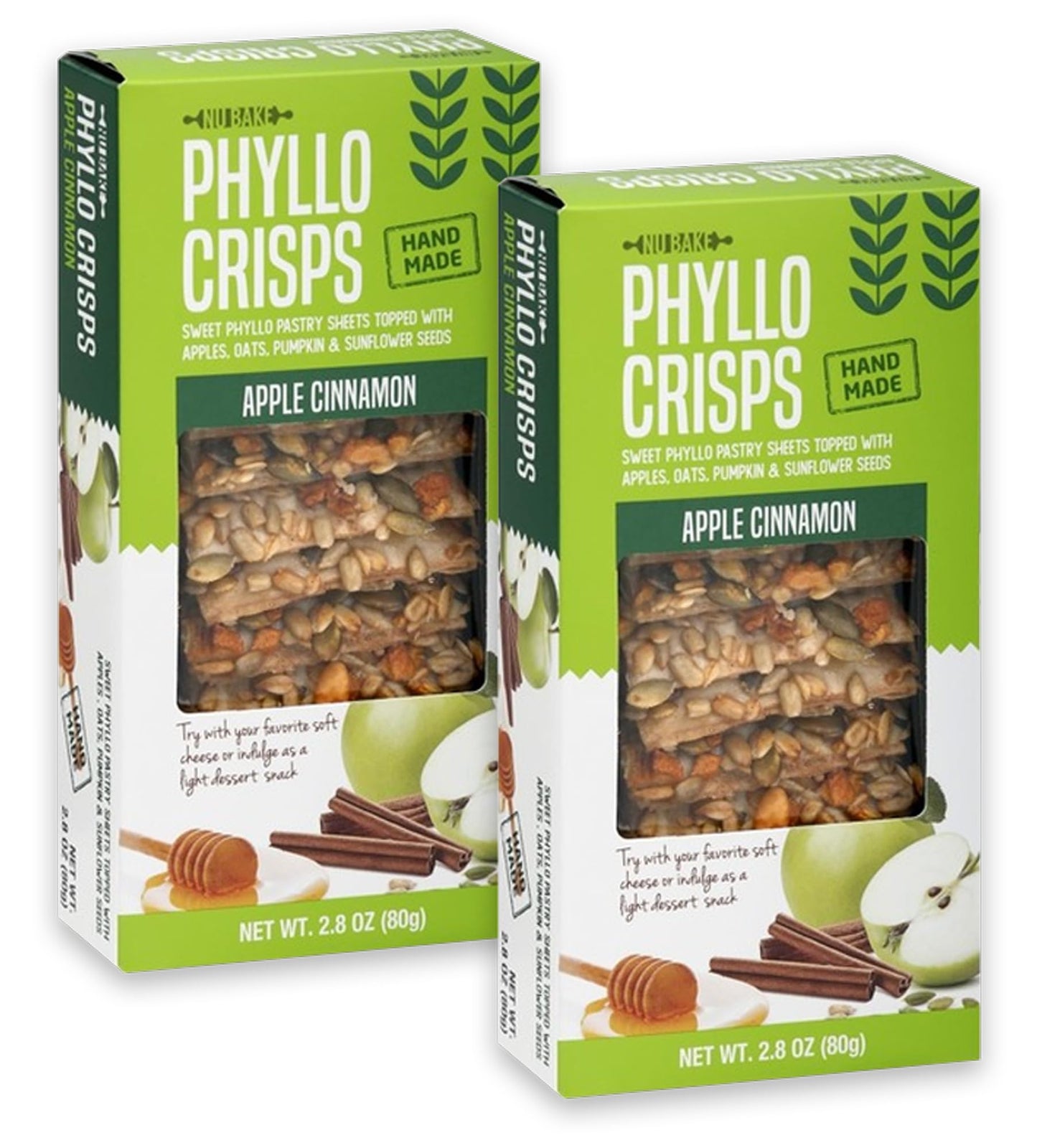 Nu Bake Phyllo Crisps Pastry Dough Sheets Bundle - Apple Cinnamon - 2 Pack - 2.8 oz - Brown, Warm Tones