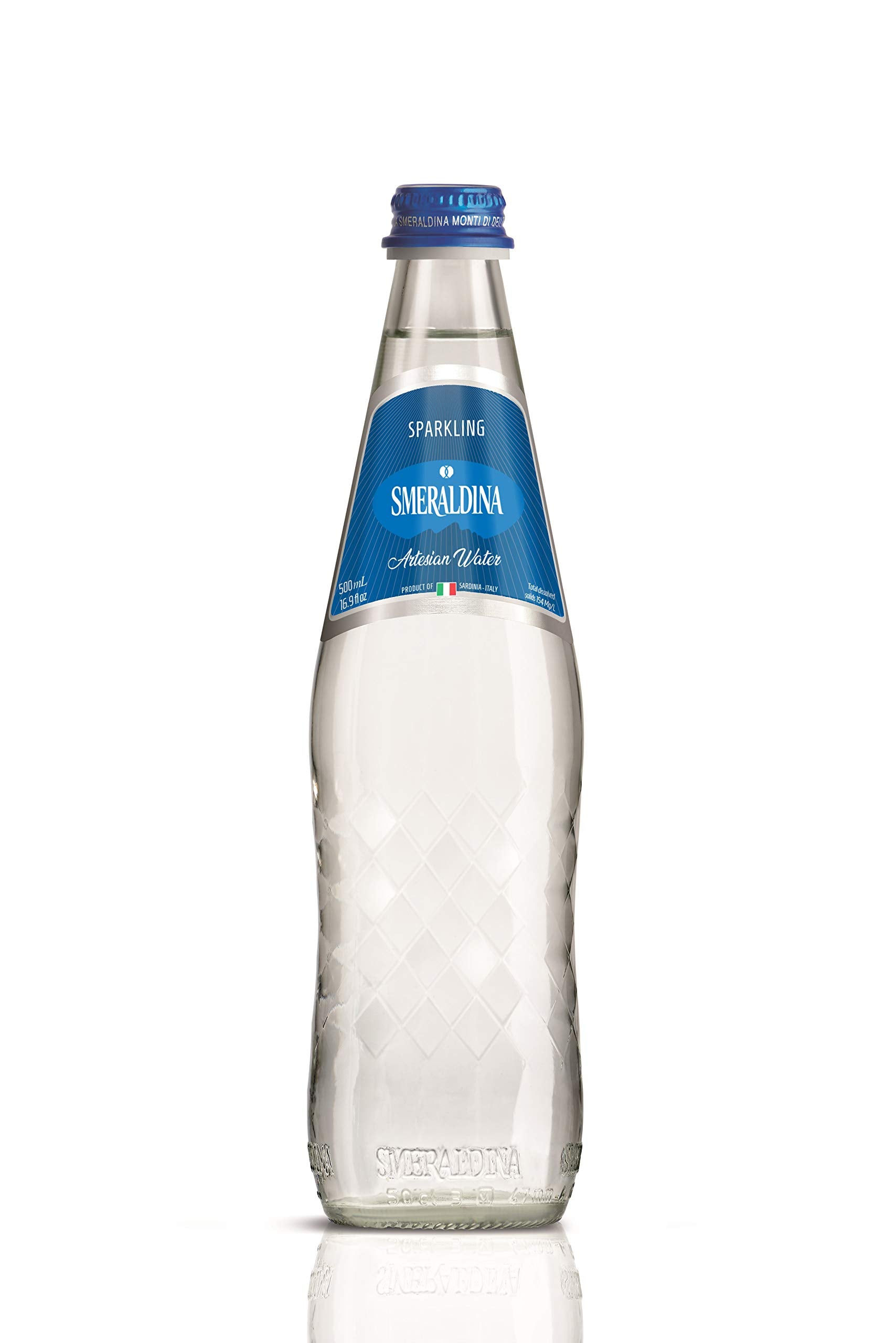 Smeraldina Sparkling Artesian Water - 500 mL, 20 Glass Bottles, 16.9 Fl Oz (Pack of 20)