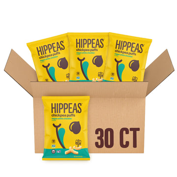 Hippeas Chickpea Puffs, Vegan White Cheddar, 0.8 Ounce (Pack Of 30), 3G Protein, 2G Fiber, Vegan, Gluten-Free, Crunchy, Plant Pr
