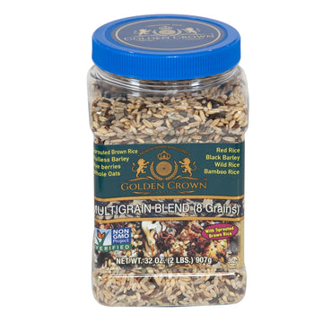 Golden Crown Indian Basmati Multigrain Blend, Naturally Fragrant Sweet Flavorful Sprouted Brown + Red Black Barley Wild Rice Bam