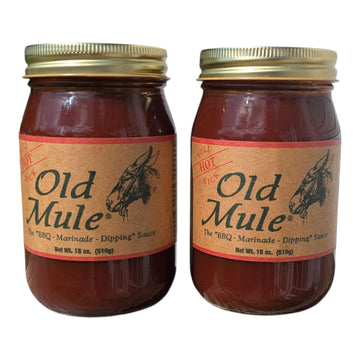 Old Mule BBQ Sauce - All-Natural, No HFCS - 2-Pack, 18 oz Jars - Batch from Blue Ridge Mountains of NC (Full Hot Kick)