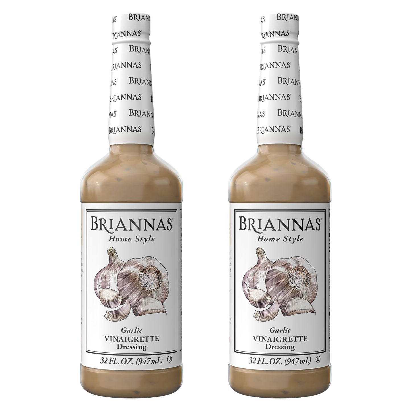 BRIANNAS - Home Style Garlic Vinaigrette Dressing - Fine Salad Dressing made with Premium Ingredients - Gluten Free, Vegan, & Ko