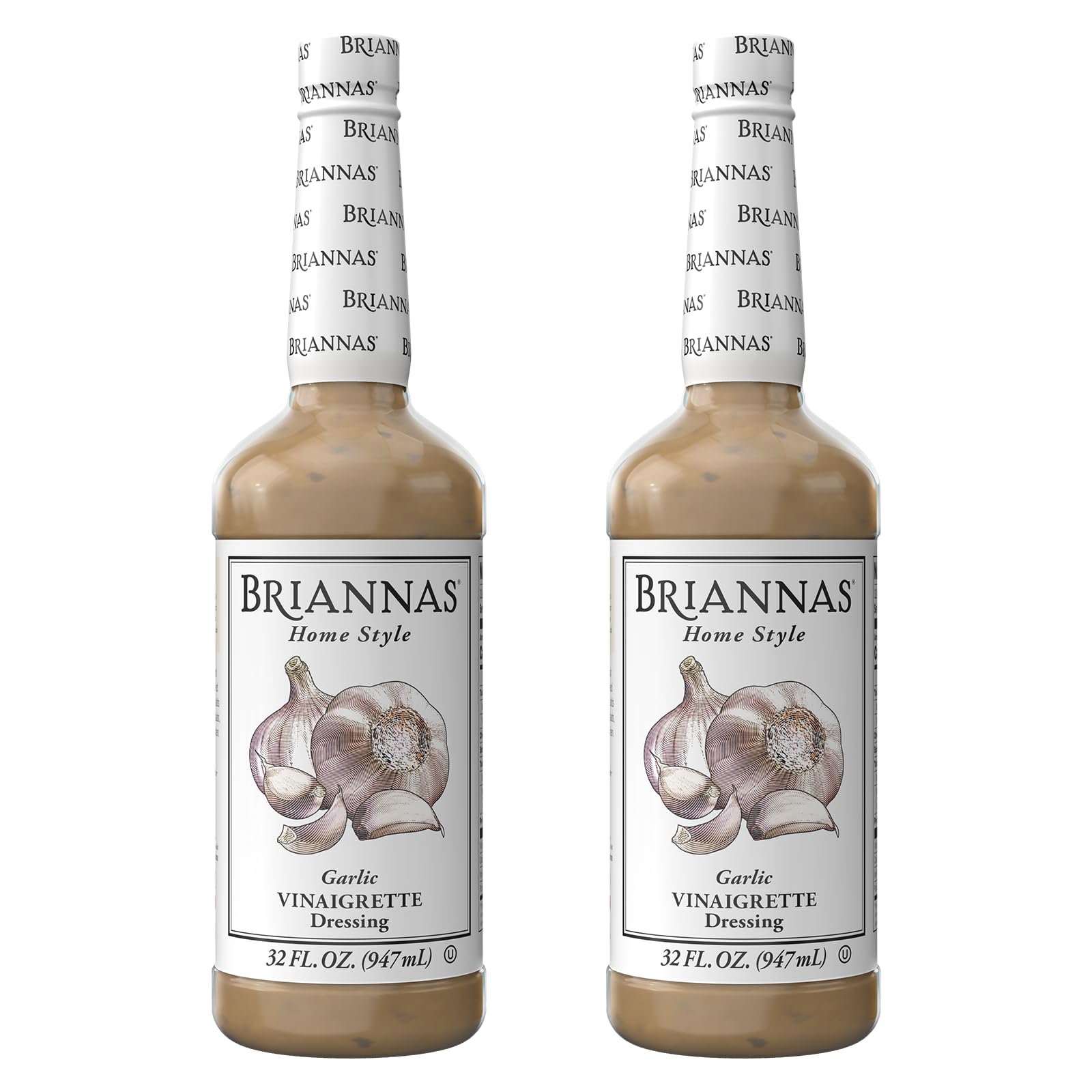 BRIANNAS - Home Style Garlic Vinaigrette Dressing - Fine Salad Dressing made with Premium Ingredients - Gluten Free, Vegan, & Ko