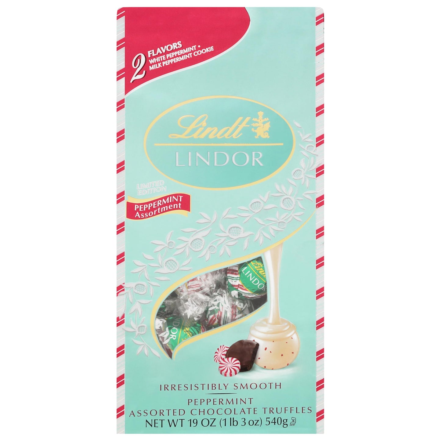 Lindt LINDOR Holiday Assorted Peppermint Chocolate Candy Truffles  19 oz. Bag