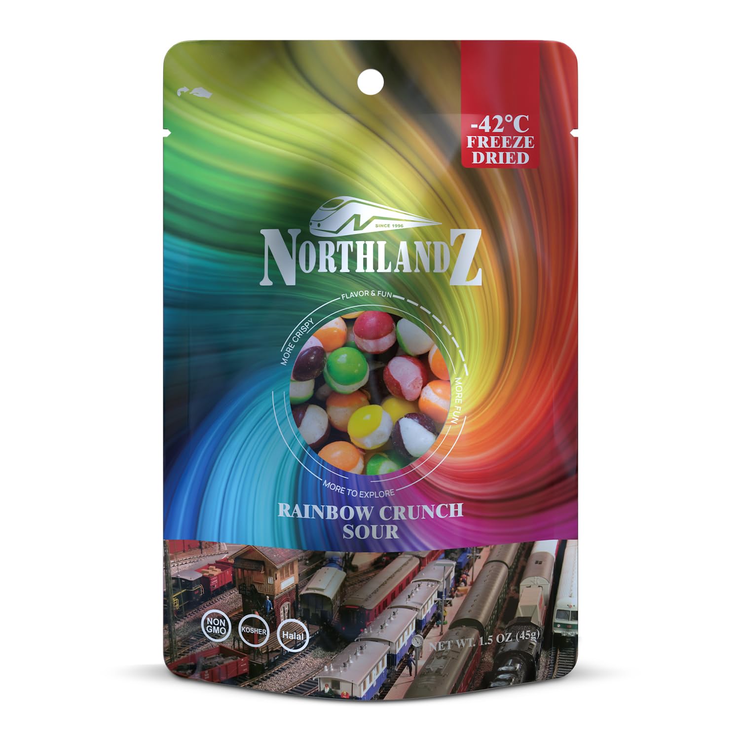 Northlandz Freeze Dried Candy | Rainbow Crunch Sour | Tangy Assorted Fruit Flavors | 1.5Oz/Each | Unique Crunchy Texture | Ideal Snack Or Gift