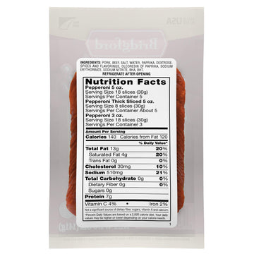 Bridgford Sliced Pepperoni 5 Oz Pack Of 3 - Gluten-Free Pepperoni Slices For Pizza And Sandwiches - Zero Carb Sliced Pepperoni F