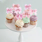 YCTHUNFISH 40 Pack Bowknot Cupcake Toppers Pink Cupcake Picks 2.2 x 4.6 inches for Wedding Bridal Shower Birthday Party Decorations