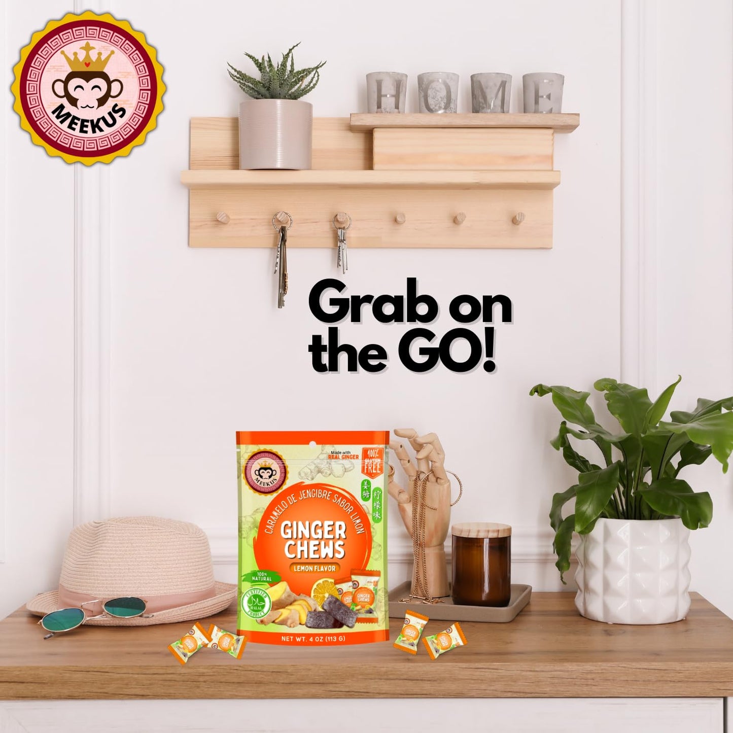 Meekus Ginger Chews - Natural Ginger Candy Chews For A Delightful Taste Sensation, Real Natural Ginger, No Artificial Flavors -