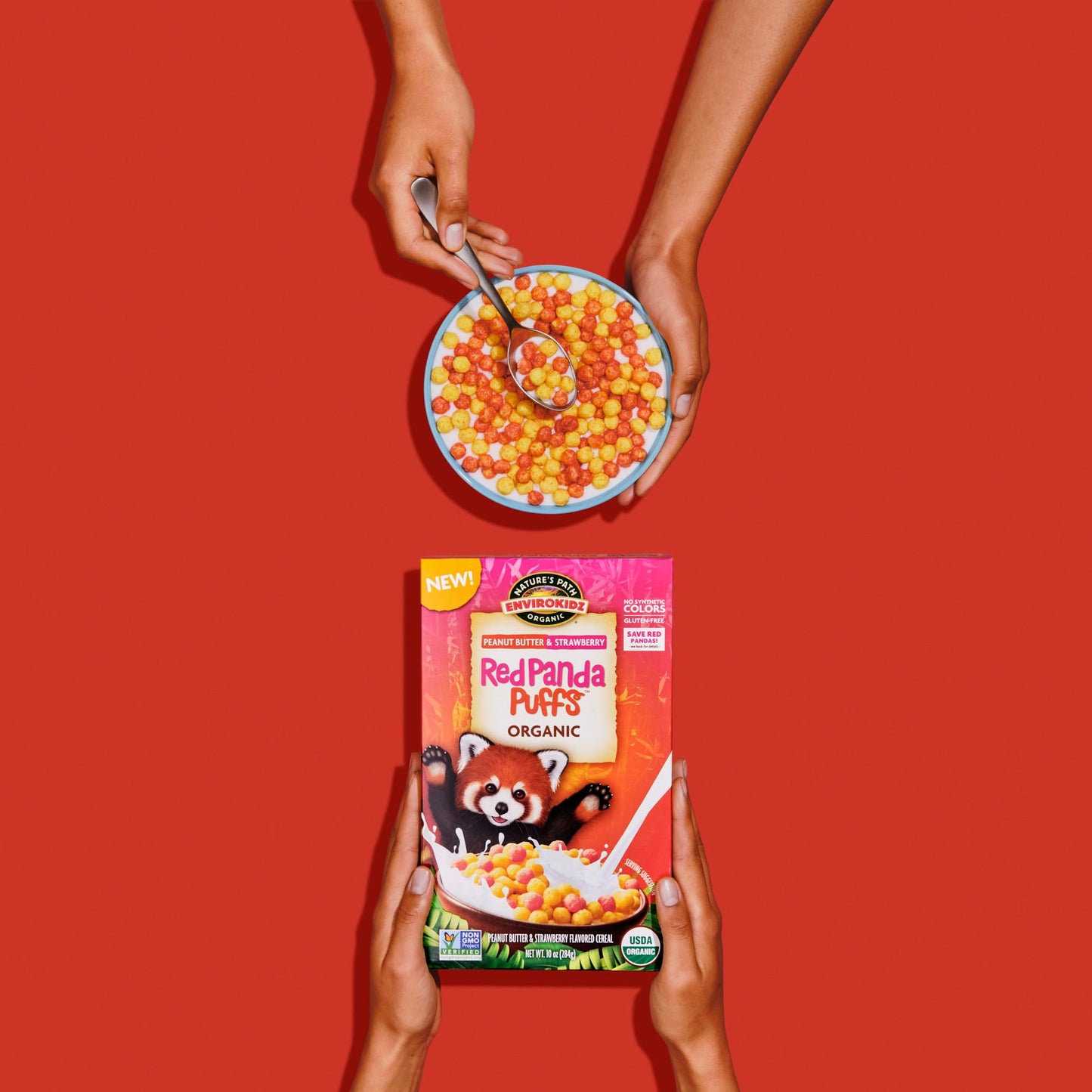 EnviroKidz Red Panda Puffs Organic Peanut Butter & Strawberry Cereal, 10 Ounce (Pack of 1)