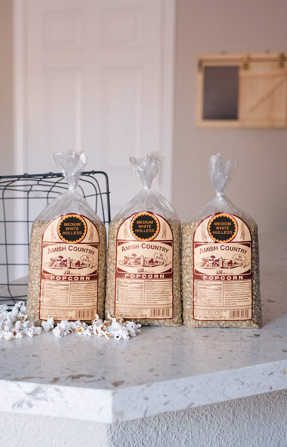 Amish Country Popcorn | 3-2 Lb Bags | Medium White Popcorn Kernels | Old Fashioned, Non-Gmo And Gluten Free (3-2 Lb Bags)