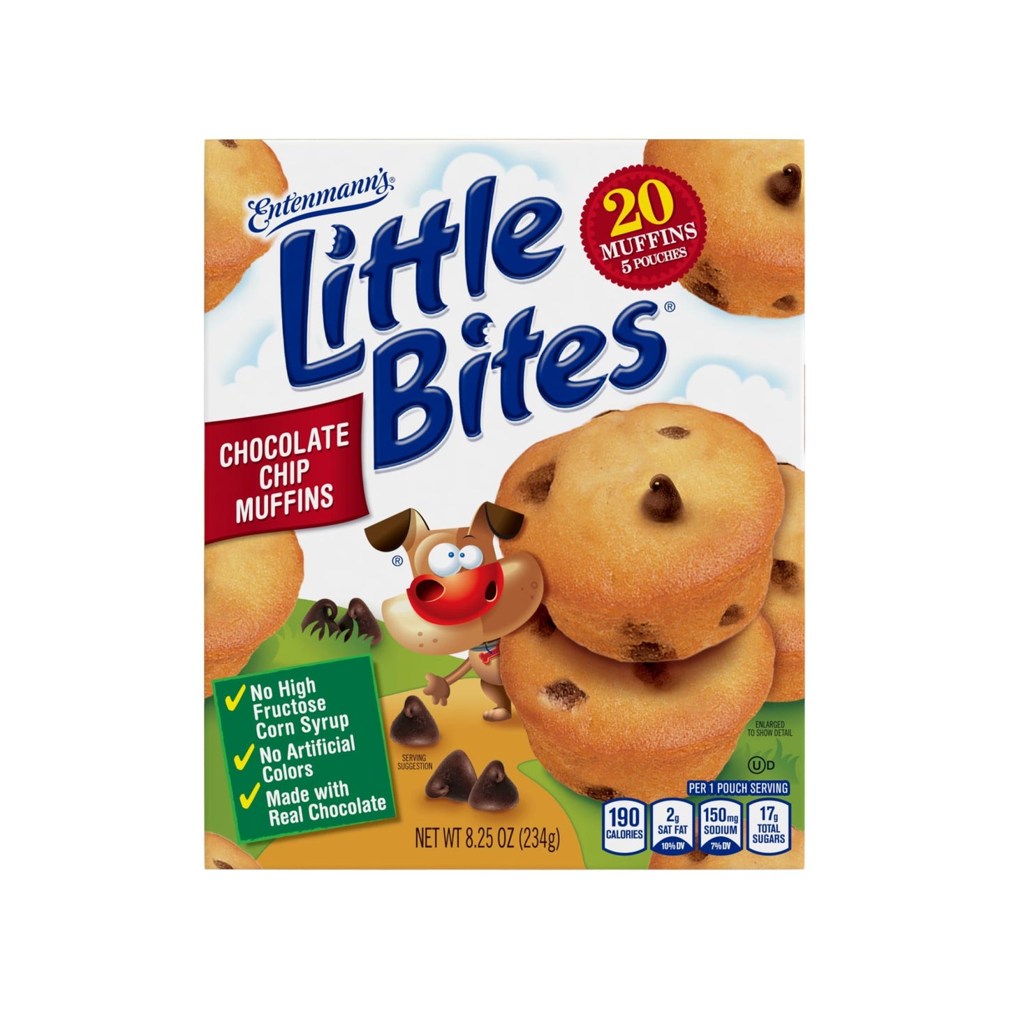 Entenmanns Little Bites Chocolate Chip Muffins, Pouches of Mini Muffins 8.25 oz, 5 Count