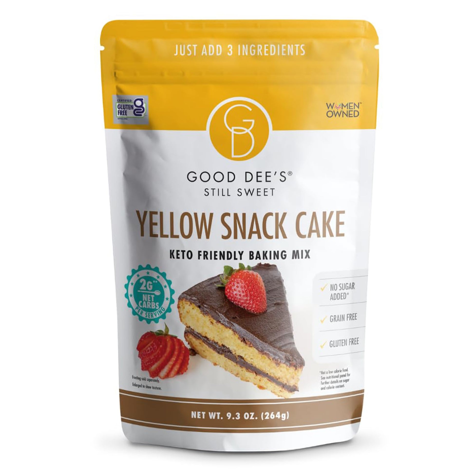 Good Dees Keto Yellow Snack Cake Mix, Gluten Free, No Added Sugar, Gluten Free, Grain-Free, Soy-Free, Diabetic, Atkins & WW Fri