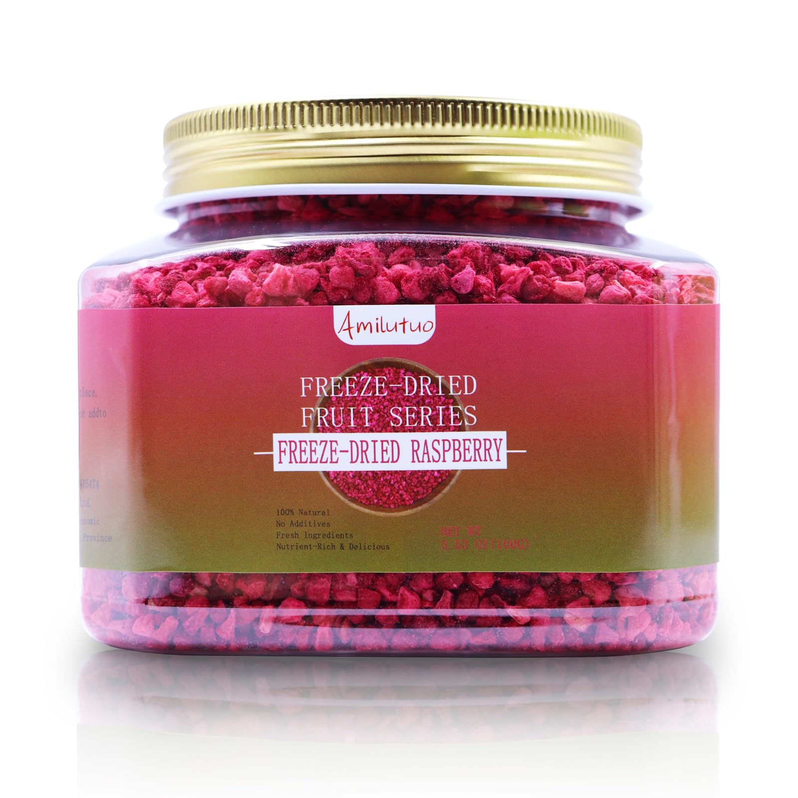 Freeze Dried Raspberries, 100g/3.52OZ Freeze Dried Fruit, Raspberries, No Sugar Added, Fruit Snacks, Raspberries Pieces for Cake