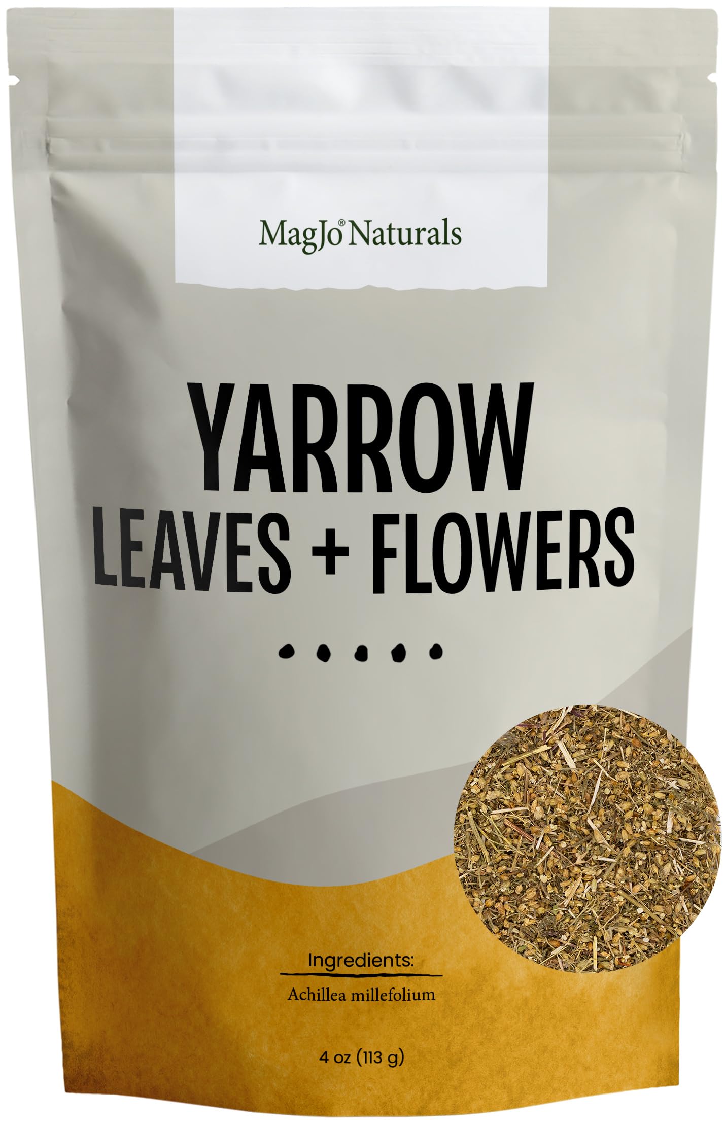 Magjo Naturals Yarrow Leaf & Flower  Dried  Cut And Sifted Achillea Millefolium (4 Oz)